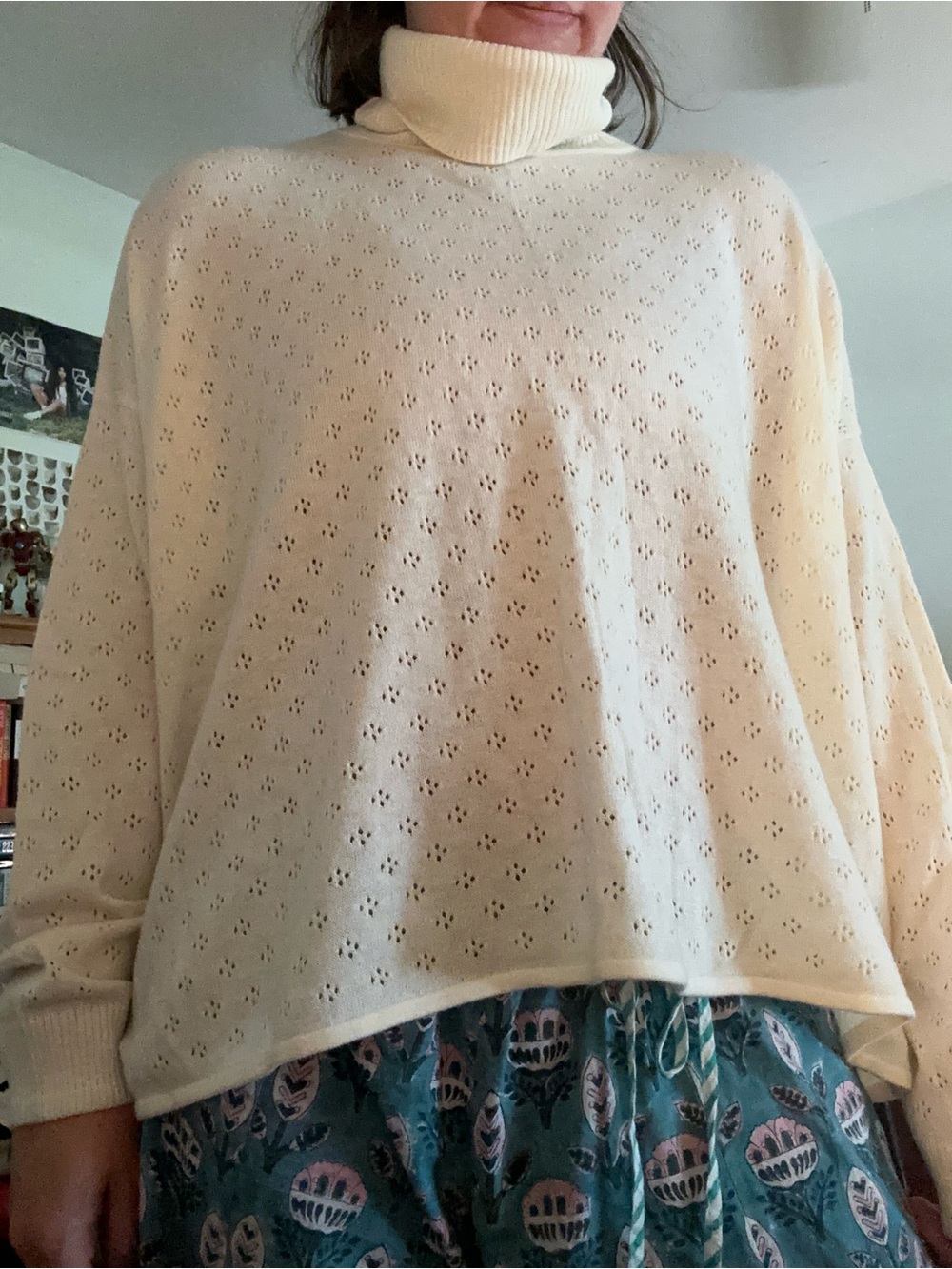 GAP Cream Eyelet Turtleneck Sweater